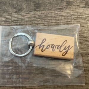 Burned Wood "Howdy" Keychain New Never Used
